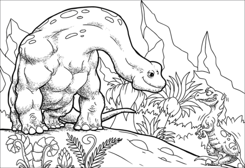 Cartoon Brontosaurus Coloring Page